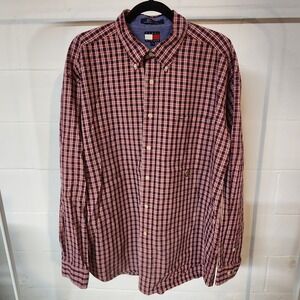 Y2K Vintage Tommy Hilfiger XL Button Down Shirt Plaid Checkered Long Sleeve Mens